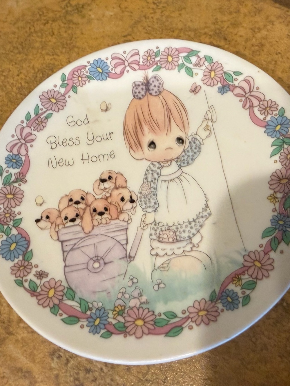 Precious Moments Pink Blue Floral "God Bless Your New Home" Plate